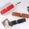 Women Vintage Metal Buckle Wide PU Leather Belt