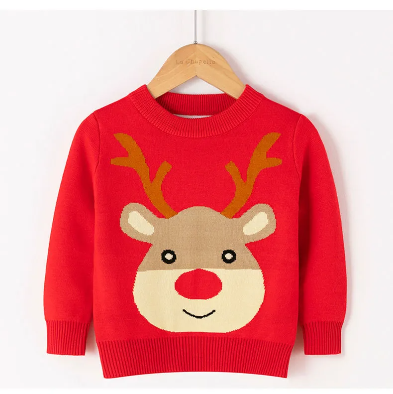 Kids Toddler Girls Boy Fashion Cartoon Christmas Elk Sweater