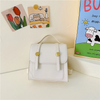 Kids Girls Fashion Casual Retro Solid Color Square Magnetic Button Backpacks Bags