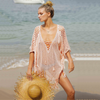 Women Knitted Tassel Beach Sexyv Neck Bikini Swimsuit Cover Up