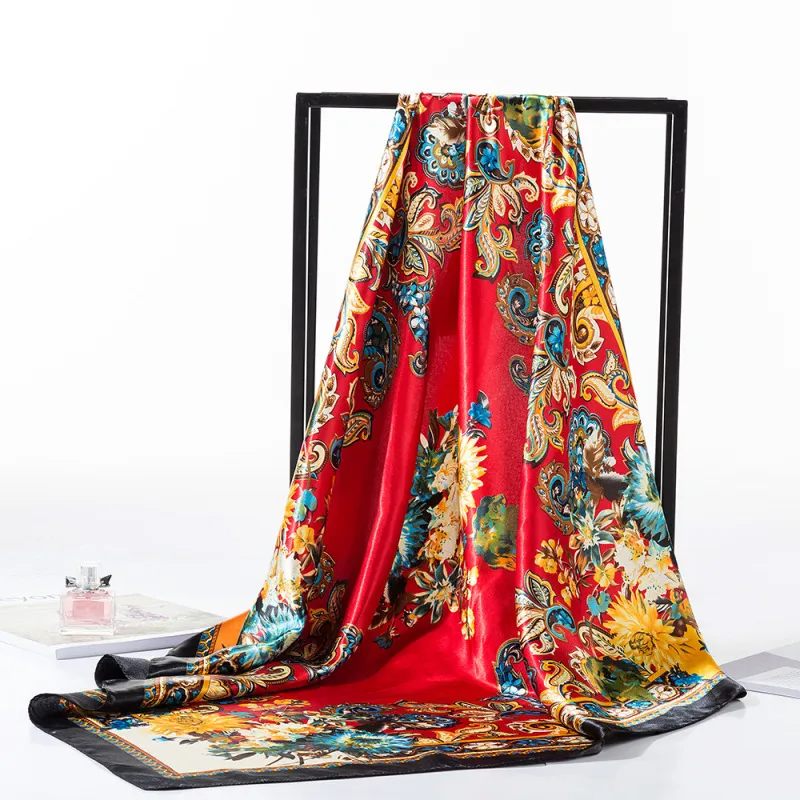 (Buy 1 Get 2) Women'S Fashion Floral Silk Printed Scarf