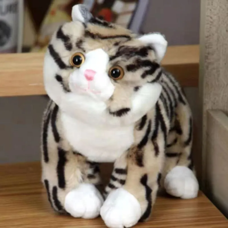 Kids Pure Color Cute Simulation Cat Plush Short Hair Doll