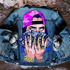 Women Casual Long Sleeves Graphic Printed Single-Breasted Denim Jacket