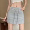 Women'S Fashion Casual Solid Color High Waist Lace-Up Sports Skirt