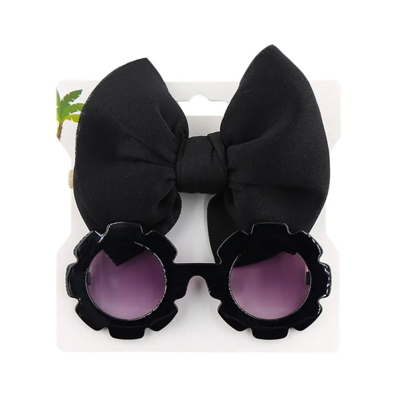 Kids Cute Sunglasses Space Cotton Solid Color Hairband Fashion Set