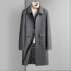 Men Autumn Winter Fashion Leisure Business Office Solid Color Long Sleeve Lapel Plus Size Long Wool Coat