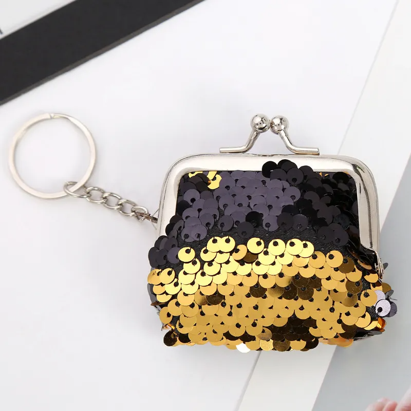 (Buy 1 Get 2) Kids Girls Fashion Cute Solid Color Sequin Mini Wallets Bag