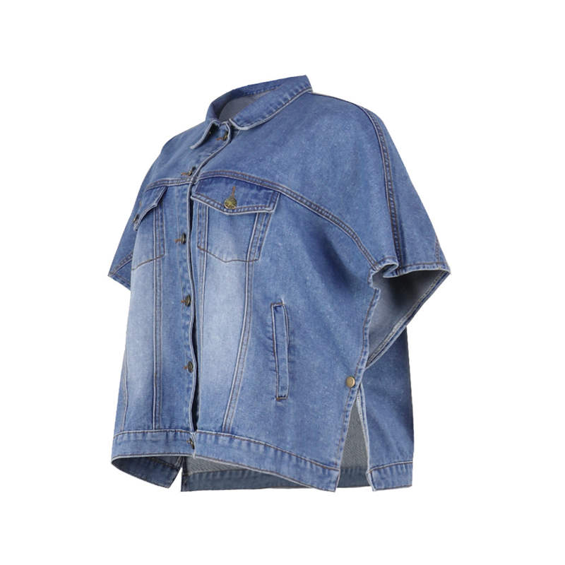 Irregular Cloak Design Women Denim Jacket Vest