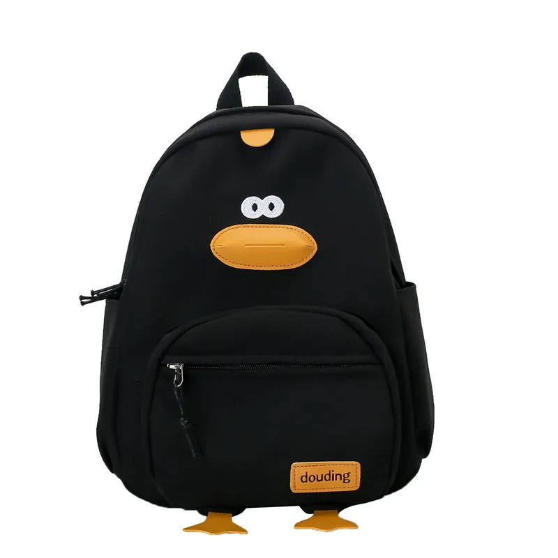 Kids Girls Boys Fashion Casual Cute Color Matching Letters Cartoon Little Duck Canvas Backpacks Bag