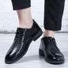 Men Casual Business Office PU Plaid Lace-Up Round-Toe Leather Shoes