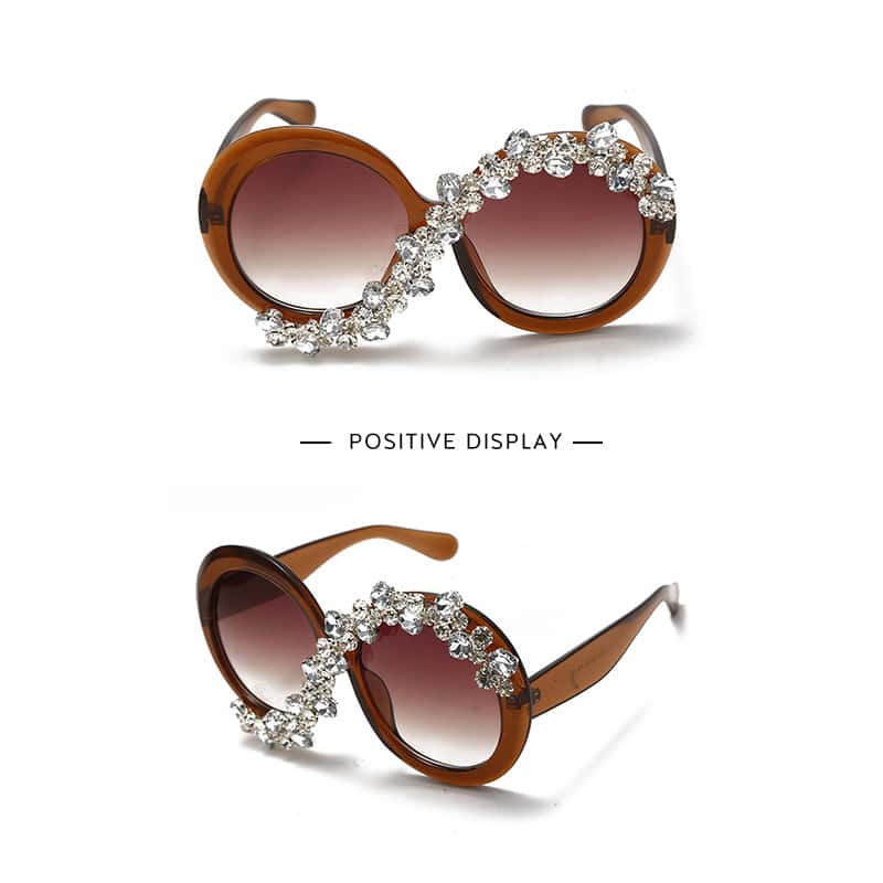 Exaggerated Round Big Frame Design Rhinestone Decoration Sunglasses