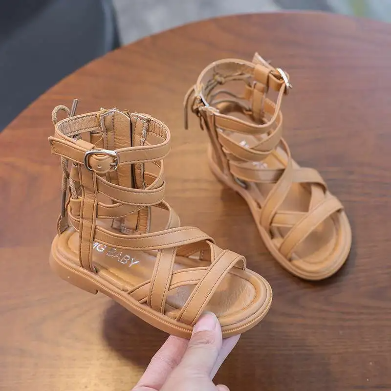 Girls Summer Tall Tube Lace-Up Sandals