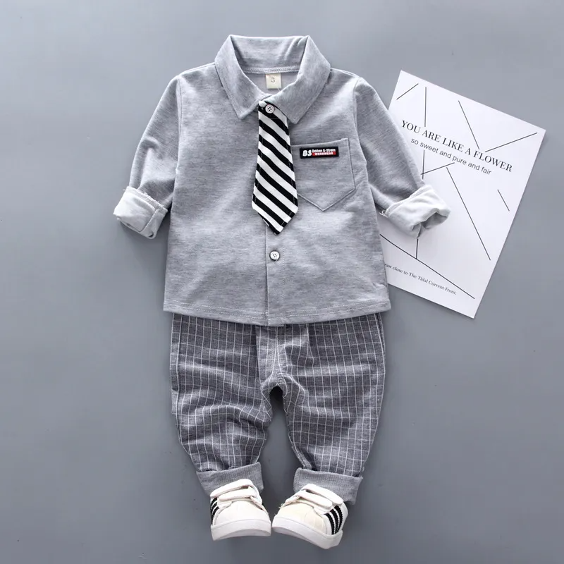 Kids Toddler Boy Fashion Long Sleeve Two Piece Bow Tie Shirt