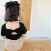 Girls Backless Bow Decoration T-Shirt