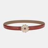 Women'S Casual Fashion Rhinestone Flower Alloy Pin Buckle Leather Belt