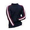 Men Autumn Winter Fashion Casual Simple Color Matching Round Neck Long Sleeve Knitted Shirt