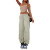 Women'S Fashion Street Solid Color Casual Loose Multi-Pocket Straight Leg Pants