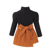 Toddler Girls Fashion Casual Solid Color Long Sleeve Turtle Neck Sweater Corduroy Skirt Sets