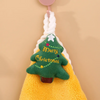 (Buy 1 Get 1) Warp Knitted Coral Fleece Santa Claus Hand Towel Soft Cute Hanging Kitchen Square Towel Rag