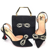 Women Fashion Pointed Toe Rhinestone High Heel Sandals With Evening Bag Set