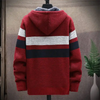 Men Fashion Color Blocking Zipper Hooded Knitwear Coat