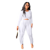 Women Solid Color Crewneck Long Sleeve Top And Tassel Pants Fashion Two-Piece Set