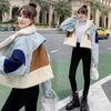 Women Casual Loose Long Sleeve Short Plush Denim Jacket