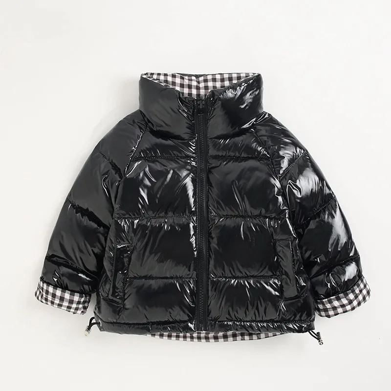 Kids Toddler Girls Boy Fashion Shiny Reversible Down Jacket