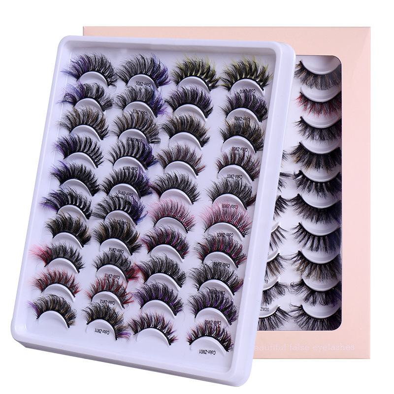 20 Pairs/Set Of Multicolor Imitation Mink False Eyelashes Thick And Curled