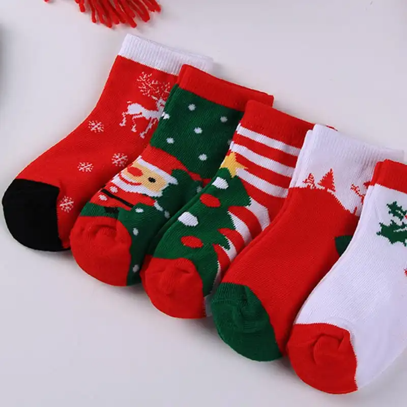 5 Pairs/Set Kids Fashion Christmas Series Socks