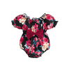 Kids Baby Girls Casual Cute Bow Floral Puff Sleeve Romper