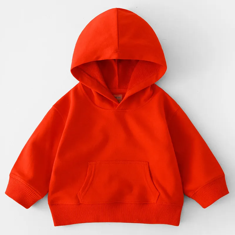 Children Kids Toddlers Solid Color Round Neck Long-Sleeved Hoodies