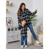 Family Matching Mother And Daughter Plaid Long-Sleeved Lapel Casual Shacket Blouse