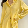 Women'S Fashion Shirt Faux Silk Lightweight Long Sleeve Trousers Pajama Set