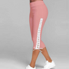 Women Lace-Up Casual Solid Color Cropped Sports Leggings