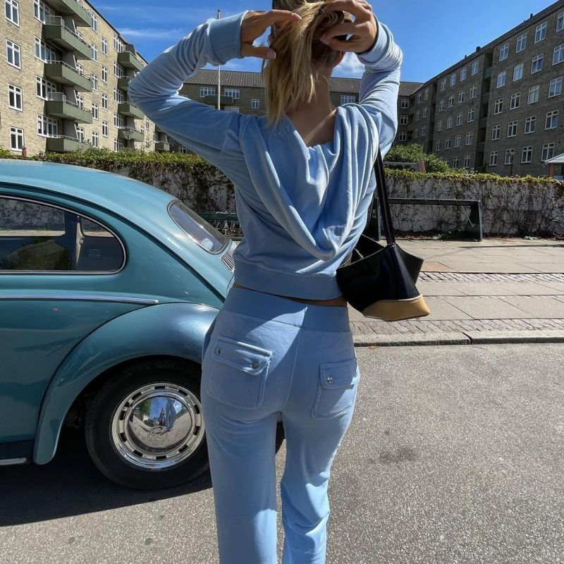 Fashion Women Solid Color Long Sleeve Top Casual Pants Two-Piece Sets