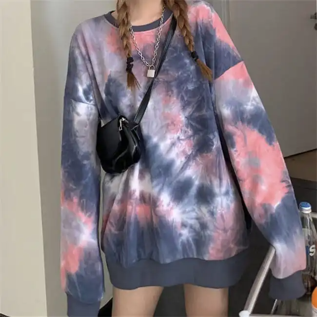 Fashion Tie Dye Long Sleeve Round Neck Couple Sweater