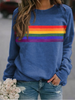 Fashion Women'S Multicolor Stripe Printed Round Neck Pullover Long Sleeve Sweatshirt