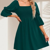 Women'S Fashion Casual Printing Puff Sleeve Square Neck Dress