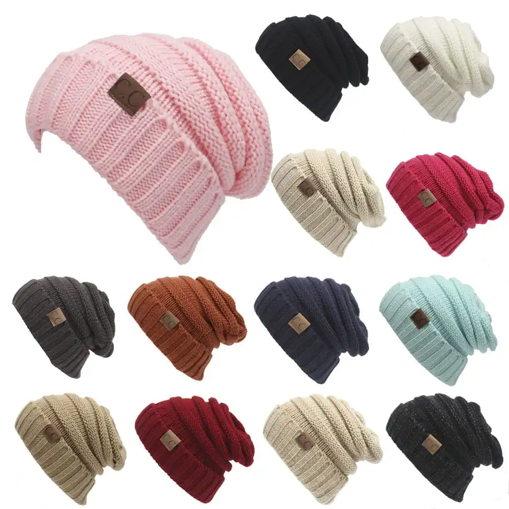 (Buy 1 Get 1) Fashion Letter Label Solid Color Knitted Hat