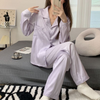 Cozy Women Summer Solid Color Homewear Long-Sleeved Trousers Pajamas Suit