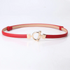 Women Fashion Simple Alloy Round Buckle Pu Belt