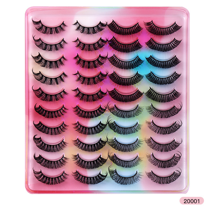 Women'S Natural Chemical Fiber Russian Volume Thick Artificial False Eyelashes 20 Pairs/Pack