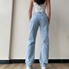 Women High Waist Mom Ripped Jeans Straight Denim Pants