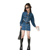 Kids Teen Girl Fashion Irregular Denim Two-Piece Set