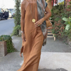 Women Fashion Casual Solid Color Halter Neck Loose Long Dress