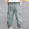 Kids Pure Color Big Pocket Style Cargo Pants