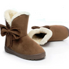 Women Winter Bow Decor Fleece Lined Plush Snow Short Boots