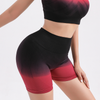 Gradient Color Women Breathable Running Seamless Gathered Fitness Yoga Sports Bra Shorts Set