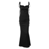 Women'S Temperament Sexy Satin Backless Slim Lace-Up Maxi Dress